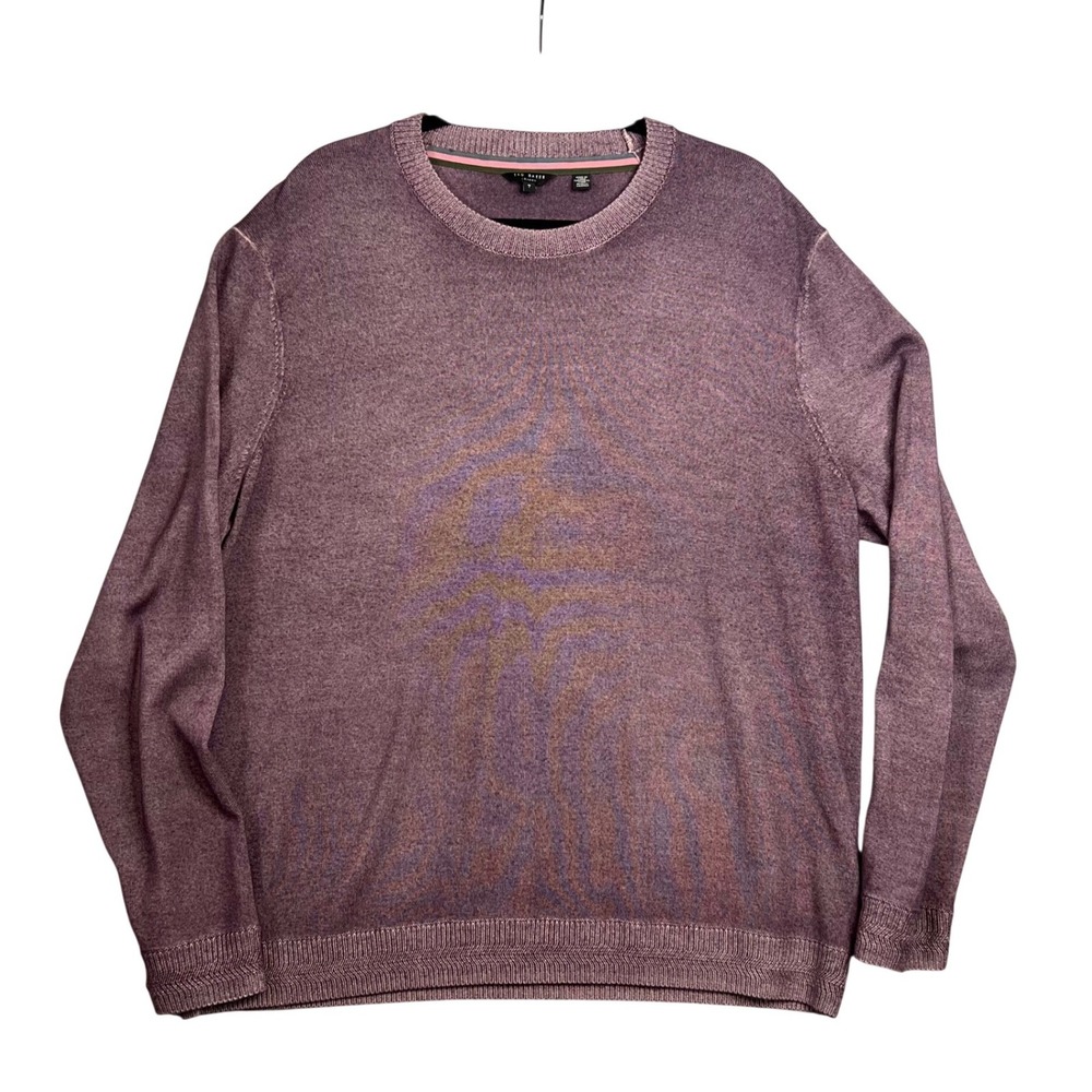 Ted Baker Mens 100% Wool Crewneck Sweater Size 7 3XL Plum Purple Pullover